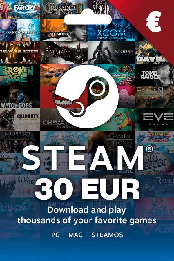 Купить Подарочную Карту Steam €30 EUR Европа